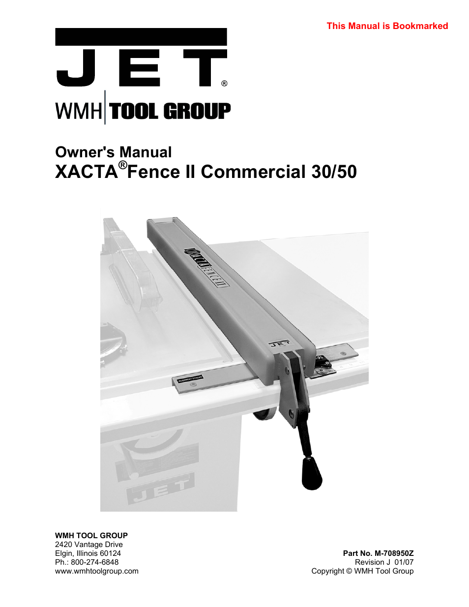 Xacta, Fence ii commercial 30/50, Owner's manual | Jet Tools JTAS-12 User Manual | Page 29 / 44