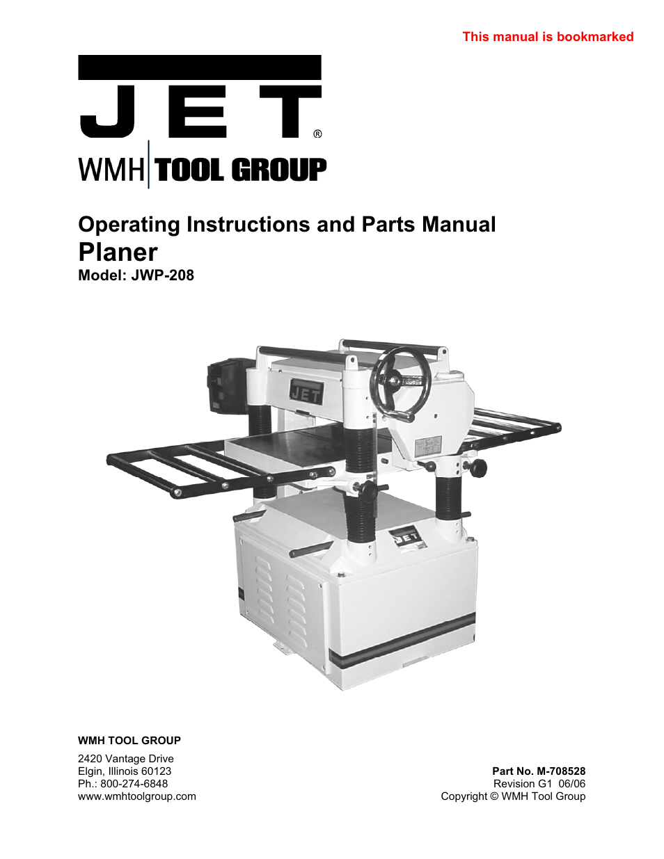 Jet Tools JWP-208 User Manual | 36 pages