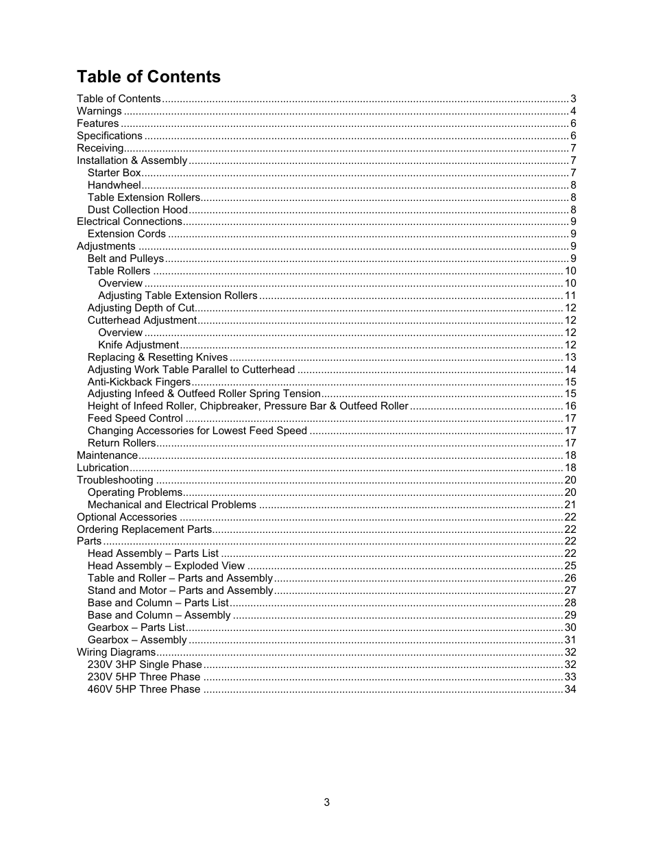 Jet Tools JWP-208 User Manual | Page 3 / 36