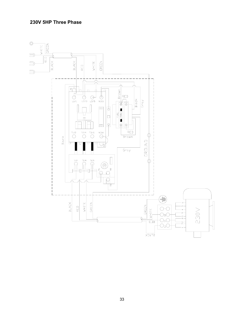 230v 5hp three phase | Jet Tools JWP-208 User Manual | Page 33 / 36