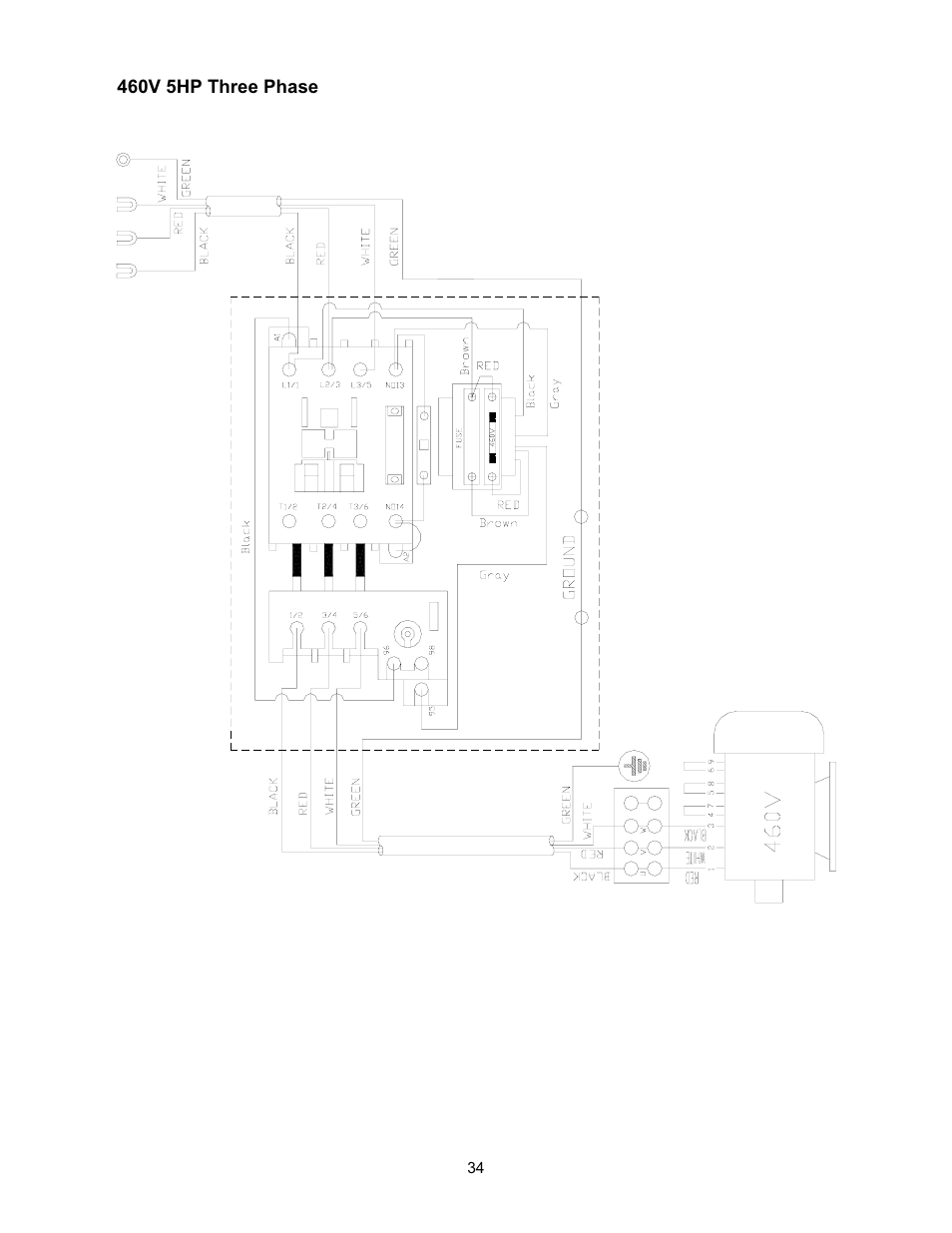 460v 5hp three phase | Jet Tools JWP-208 User Manual | Page 34 / 36