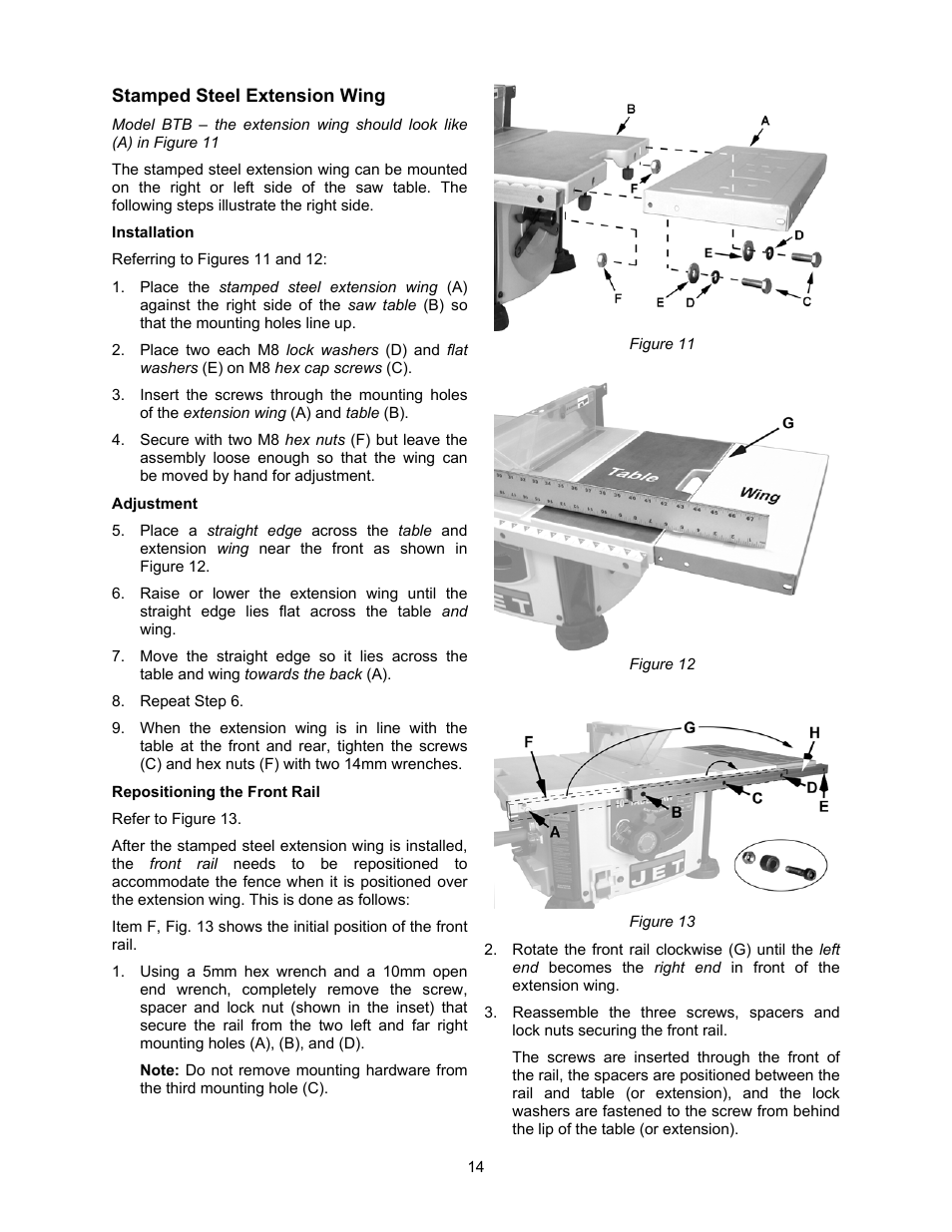 Stamped steel extension wing | Jet Tools 708315BTA User Manual | Page 14 / 84