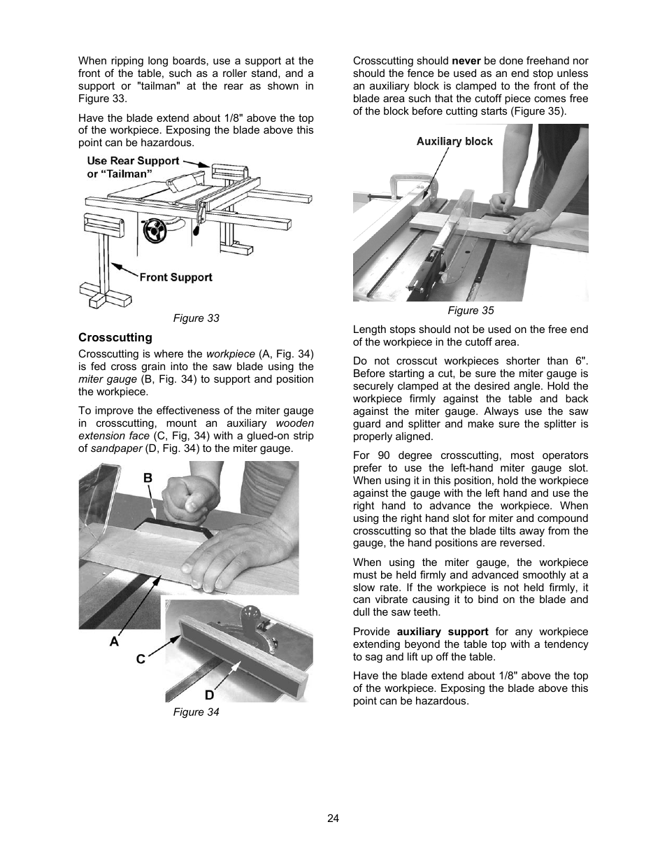 Crosscutting | Jet Tools 708315BTA User Manual | Page 24 / 84