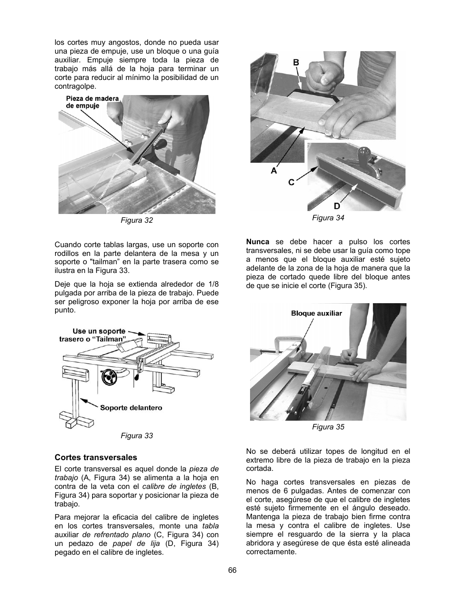 Cortes transversales | Jet Tools 708315BTA User Manual | Page 66 / 84