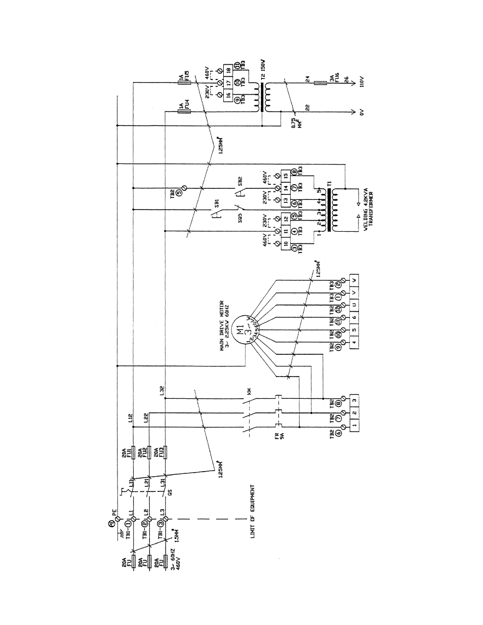 Electrical connections – 3ph, 230/460v | Jet Tools VBS-3612 User Manual | Page 40 / 44