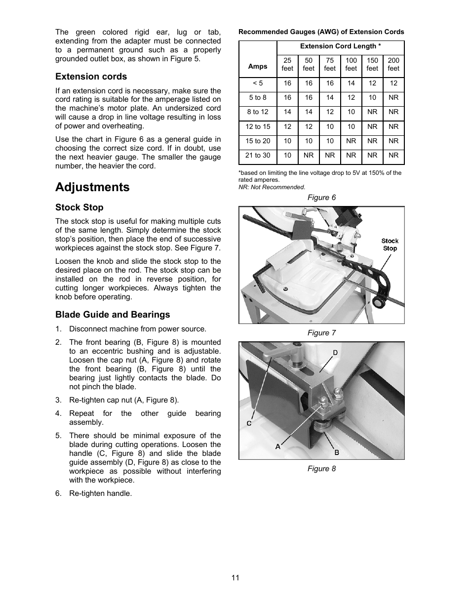 Adjustments | Jet Tools PB-150 User Manual | Page 11 / 28