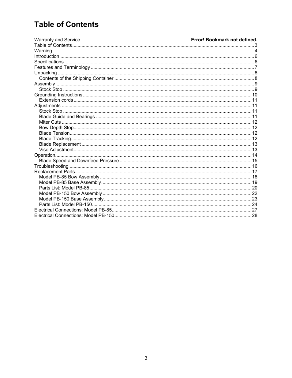 Jet Tools PB-150 User Manual | Page 3 / 28