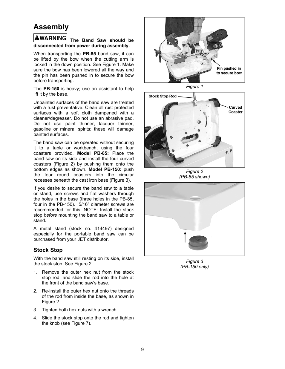 Assembly | Jet Tools PB-150 User Manual | Page 9 / 28