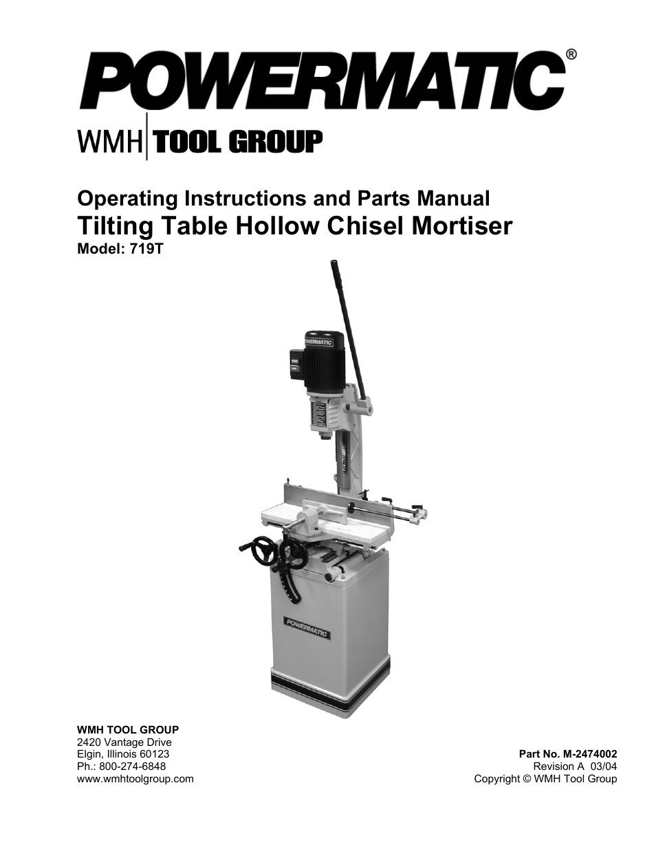 Jet Tools 719T WMH User Manual | 20 pages