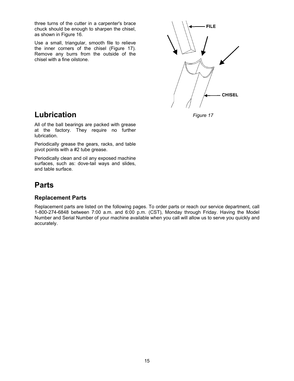 Lubrication, Parts, Replacement parts | Jet Tools 719T WMH User Manual | Page 15 / 20