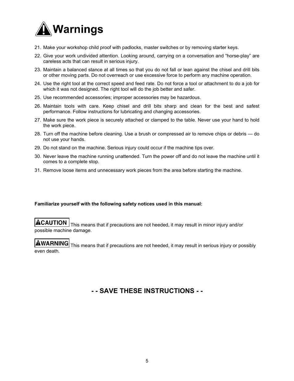 Save these instructions | Jet Tools 719T WMH User Manual | Page 5 / 20