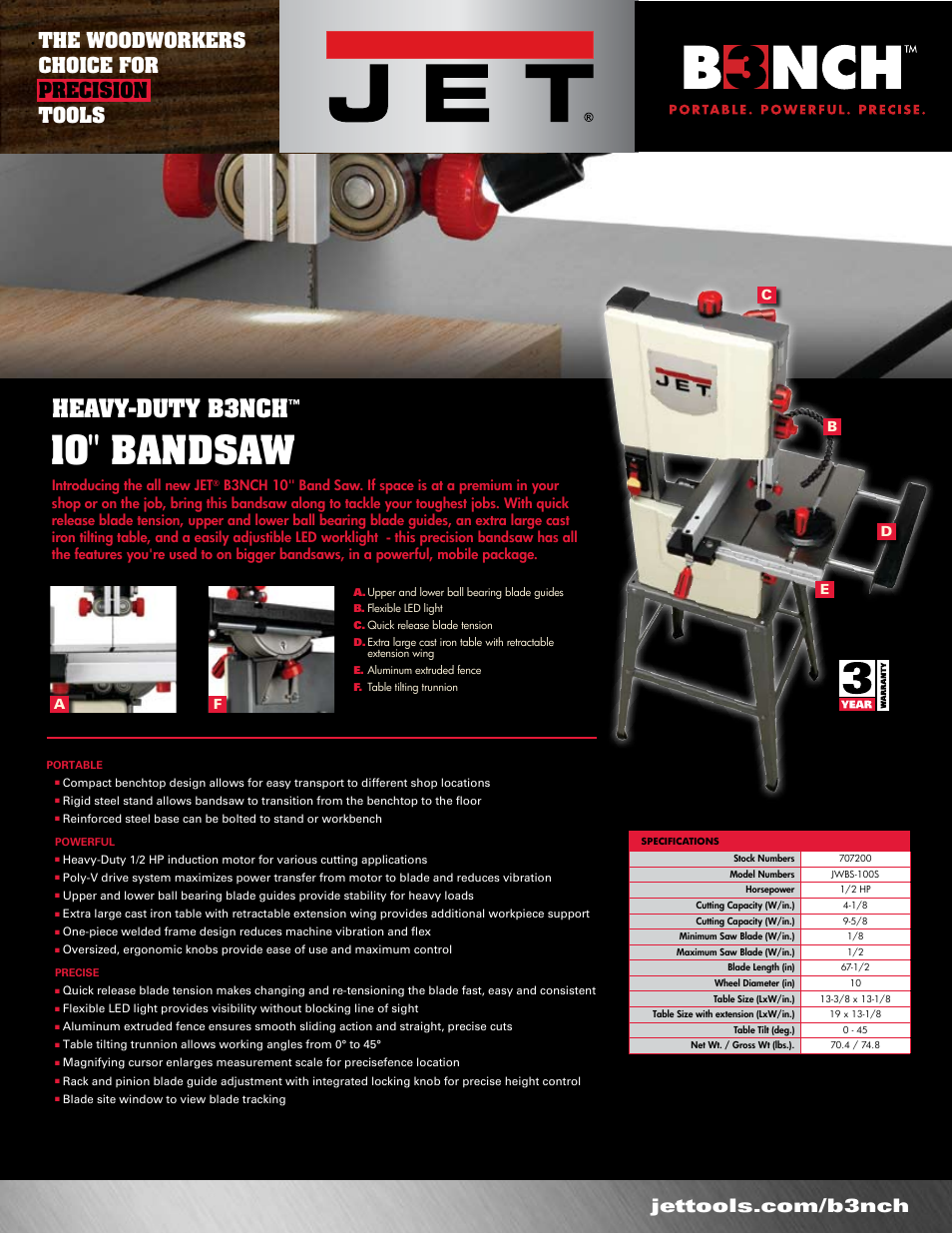 Jet Tools Bench JWBS-100S User Manual | 1 page