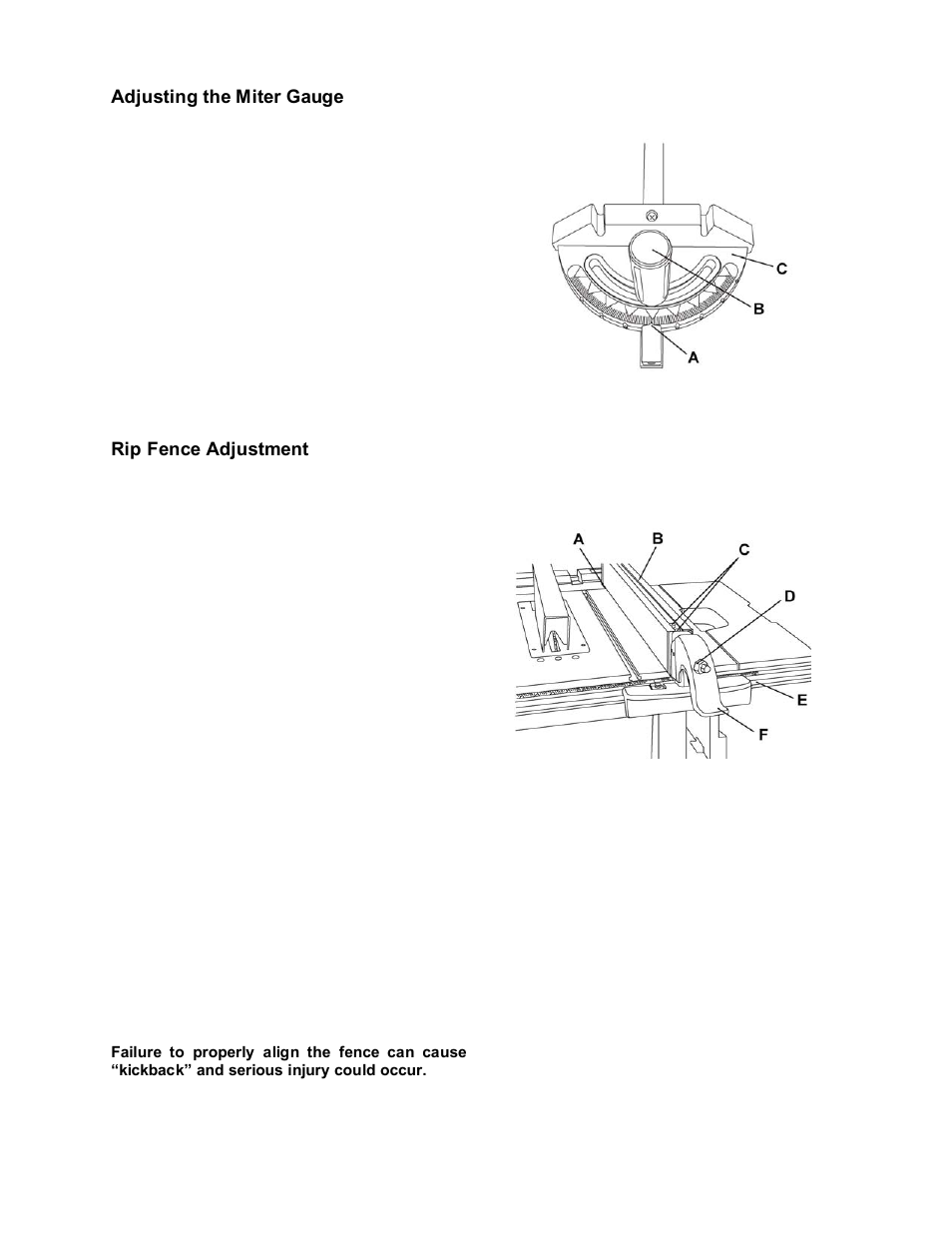Adjusting the miter gauge, Rip fence adjustment | Jet Tools JOB SITE TABLE SAW JBTS-10MJS User Manual | Page 21 / 40