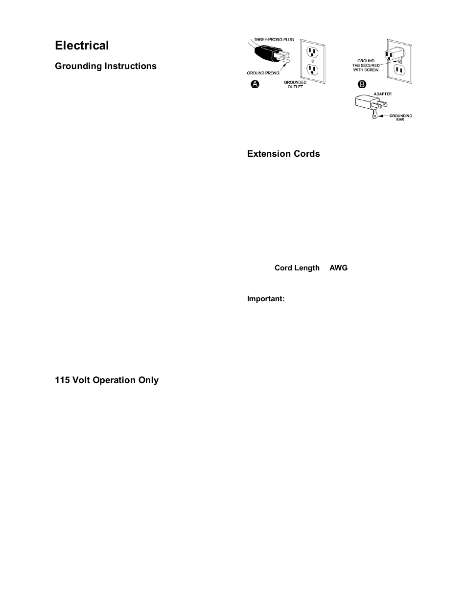 Electrical | Jet Tools JOB SITE TABLE SAW JBTS-10MJS User Manual | Page 8 / 40