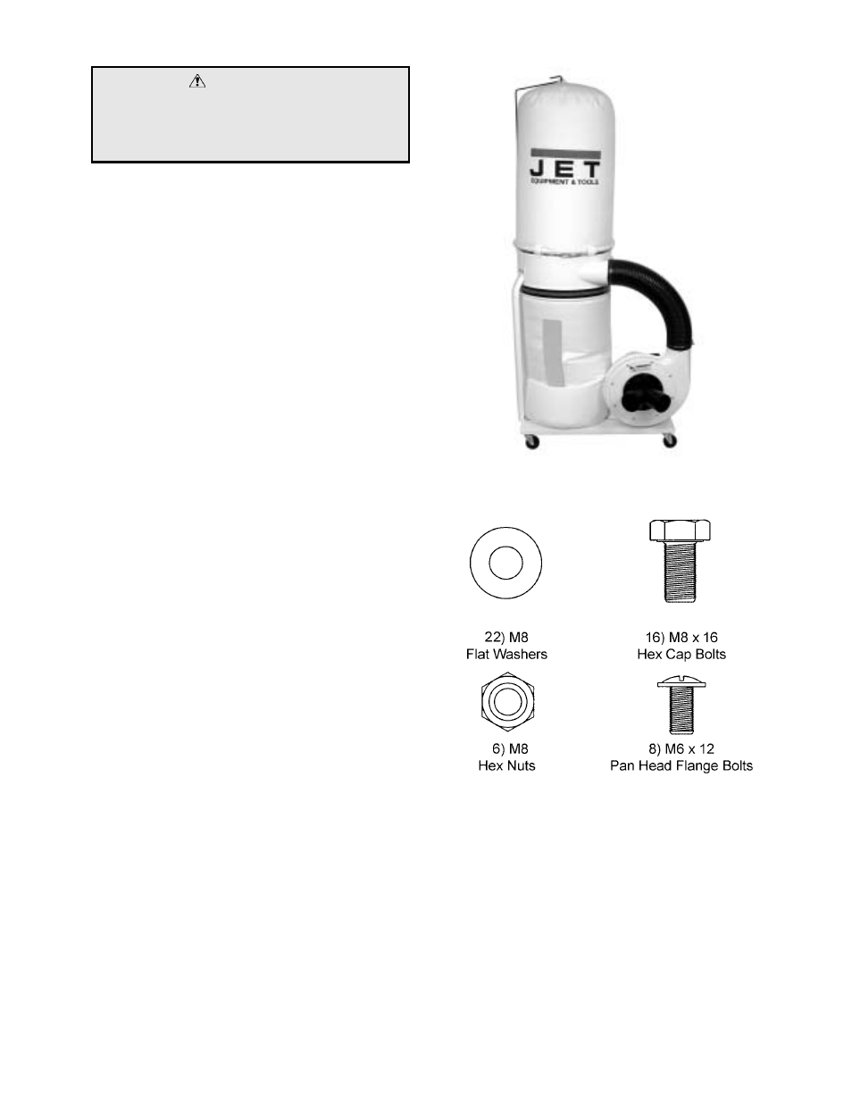 Warning | Jet Tools DC-1100A User Manual | Page 8 / 15