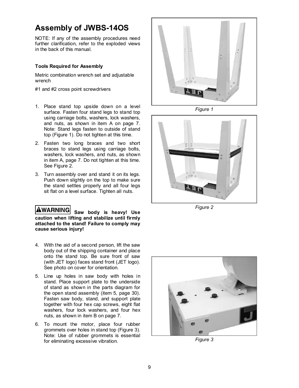 Assembly of jwbs-14os | Jet Tools JWBS-14OCS User Manual | Page 9 / 32