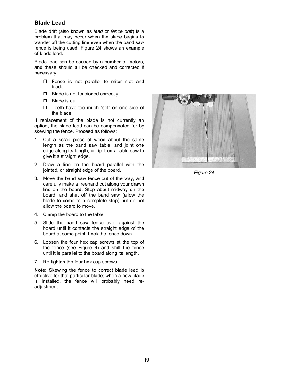 Blade lead | Jet Tools JWBS-18X-3 User Manual | Page 19 / 40