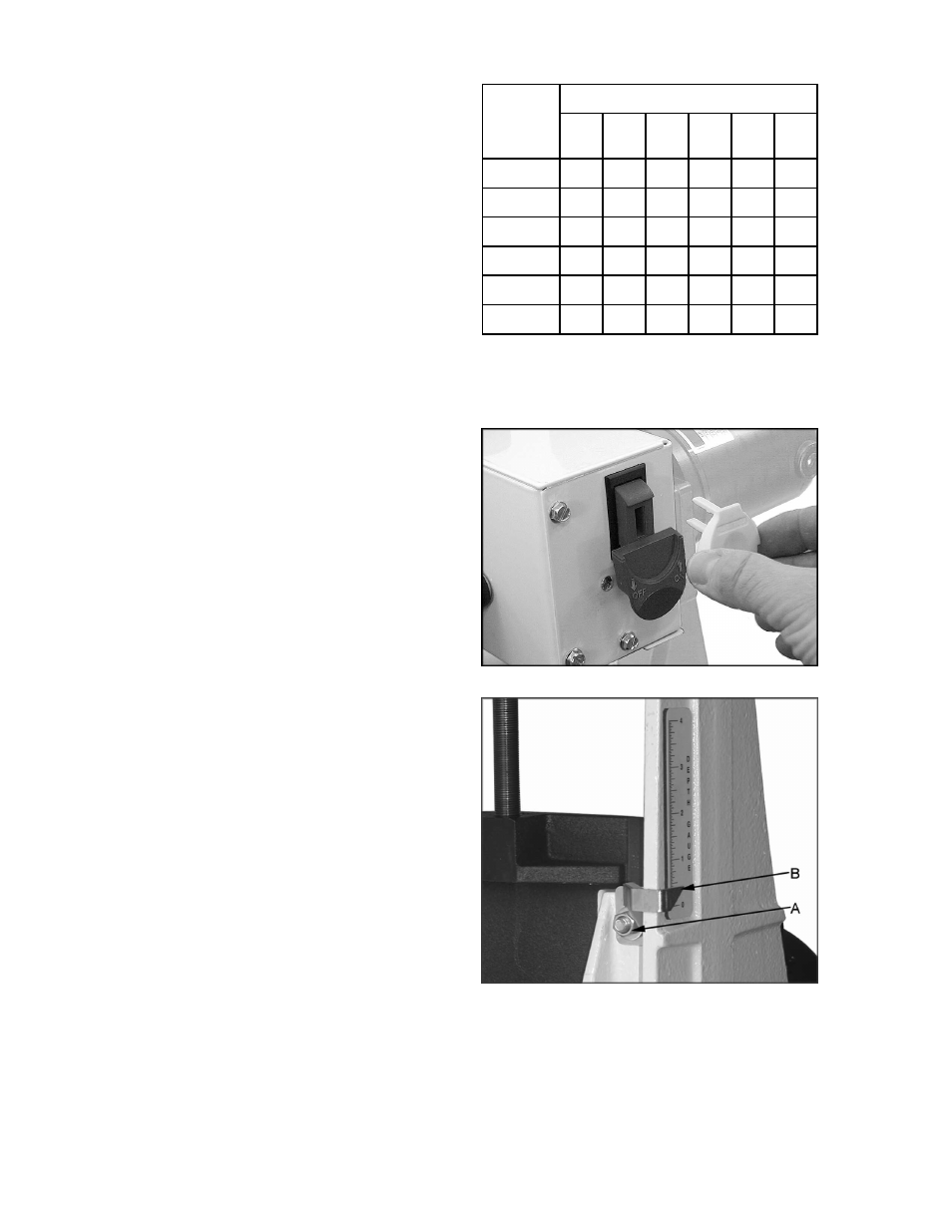 Adjustments, Drum height control, Switch lockout | Depth gauge | Jet Tools Drum Sander User Manual | Page 14 / 36