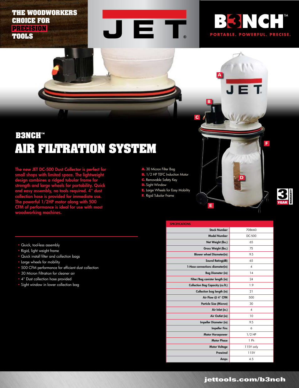 Jet Tools 500 User Manual | 1 page