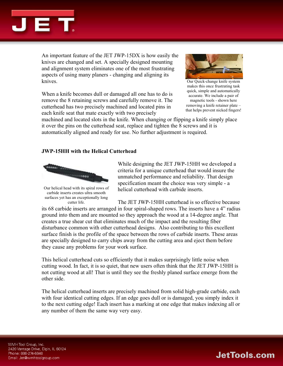 Jwp-15hh with the helical cutterhead | Jet Tools JWP-15DX User Manual | Page 2 / 5