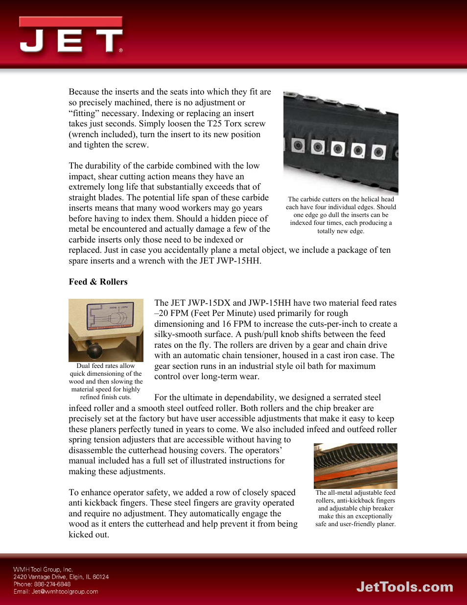 Feed & rollers | Jet Tools JWP-15DX User Manual | Page 3 / 5