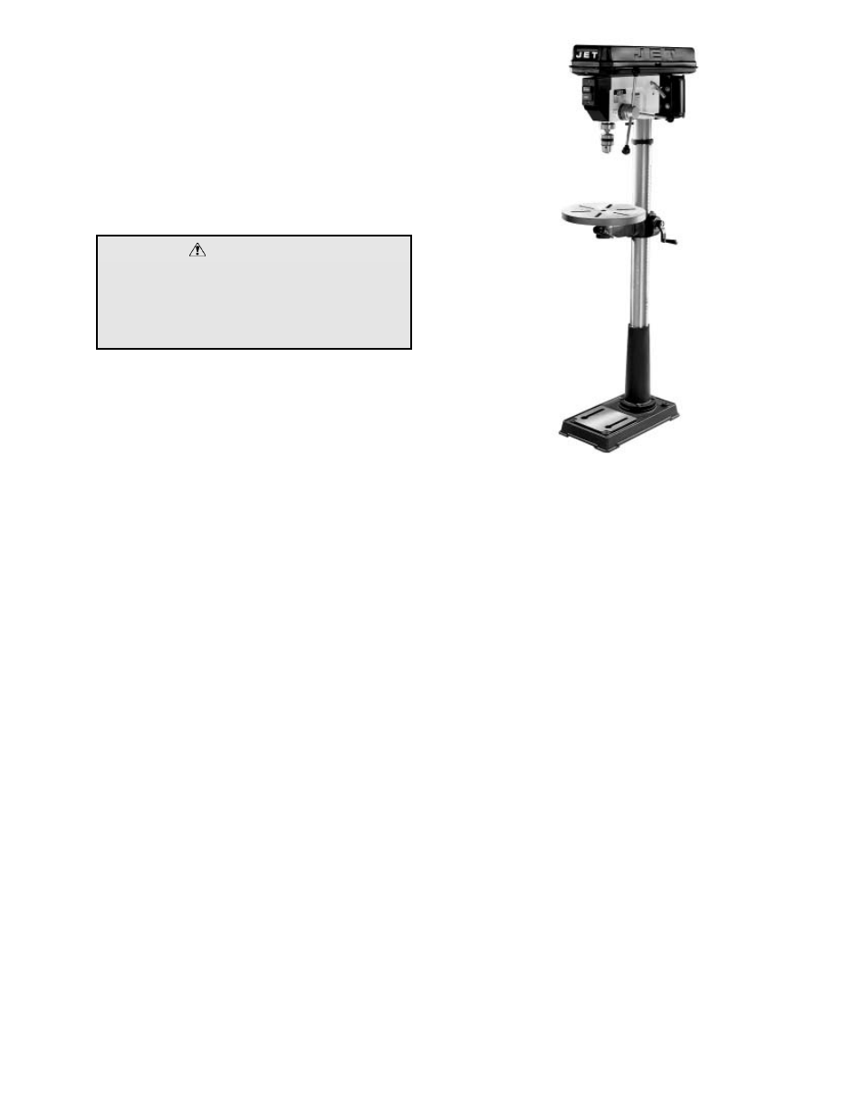 Warning | Jet Tools JDP-17FSE User Manual | Page 15 / 20
