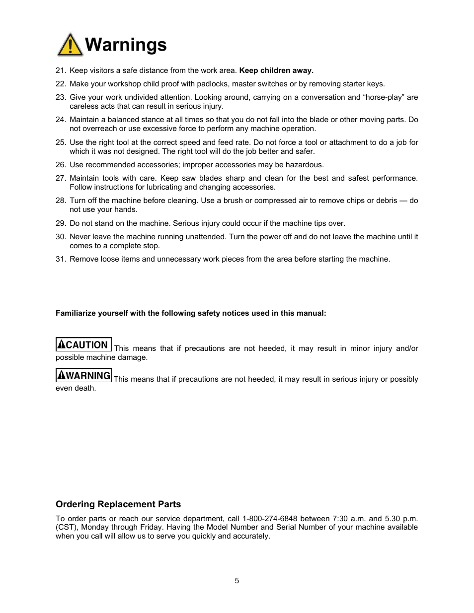 Ordering replacement parts | Jet Tools XACTA User Manual | Page 5 / 16