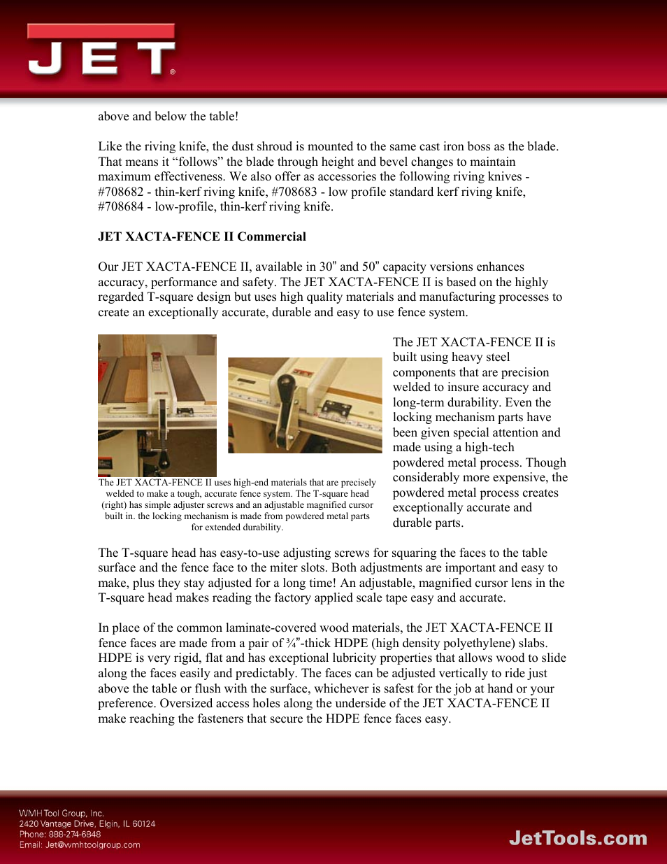 Jet xacta-fence ii commercial | Jet Tools Table Saw User Manual | Page 5 / 7