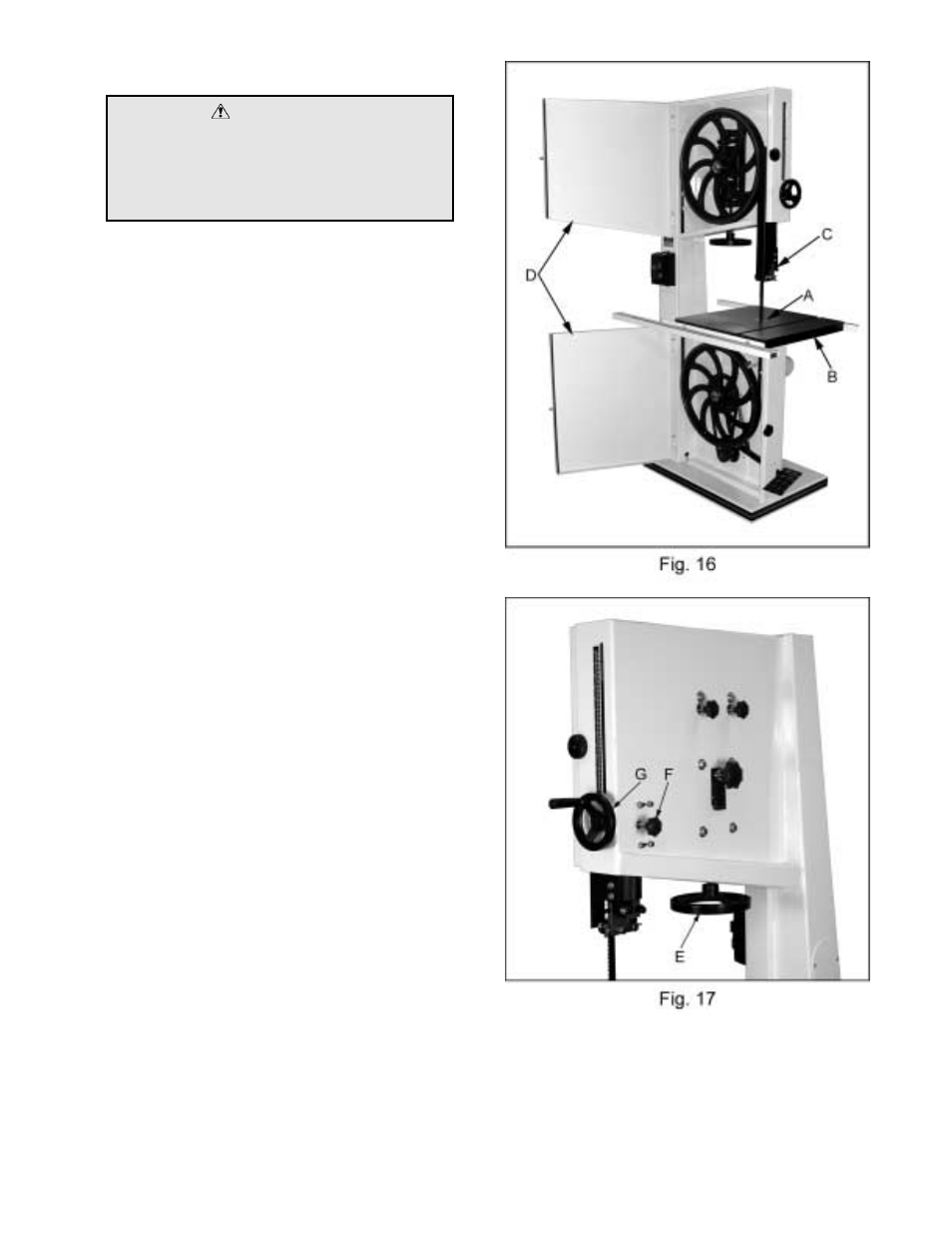 Warning | Jet Tools JWBS-20 User Manual | Page 11 / 26