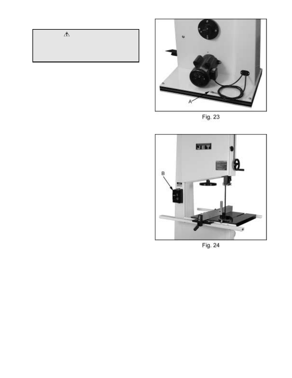 Warning | Jet Tools JWBS-20 User Manual | Page 14 / 26