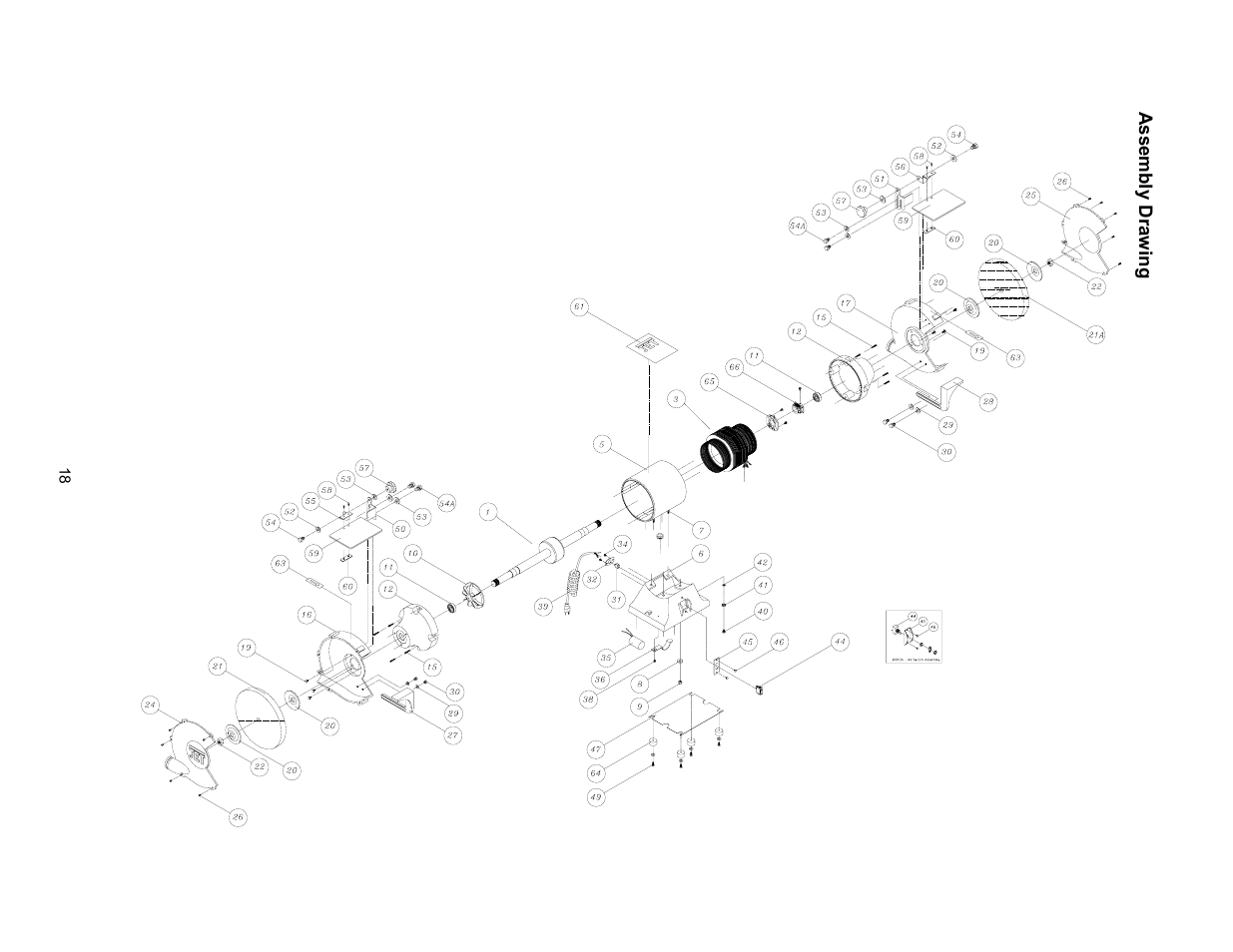 Assembly drawing | Jet Tools JBG-6A User Manual | Page 18 / 20