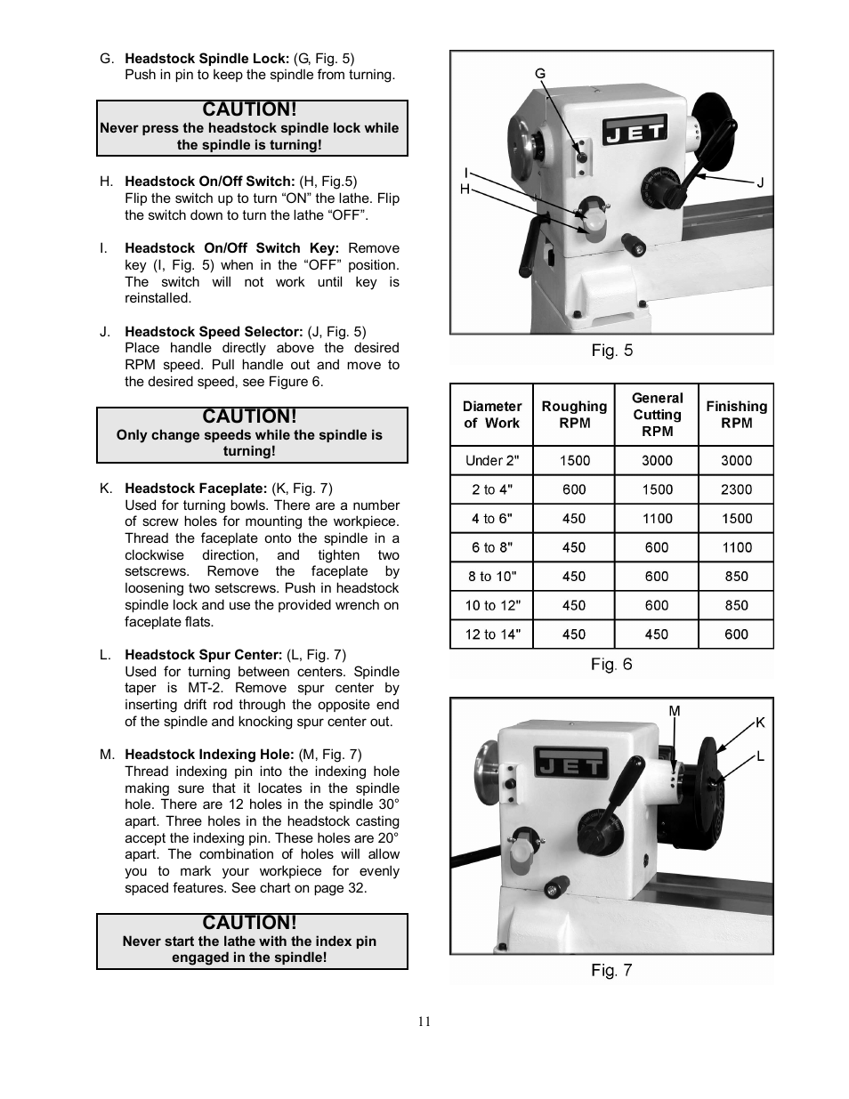 Caution | Jet Tools JWL-1442VS User Manual | Page 11 / 32