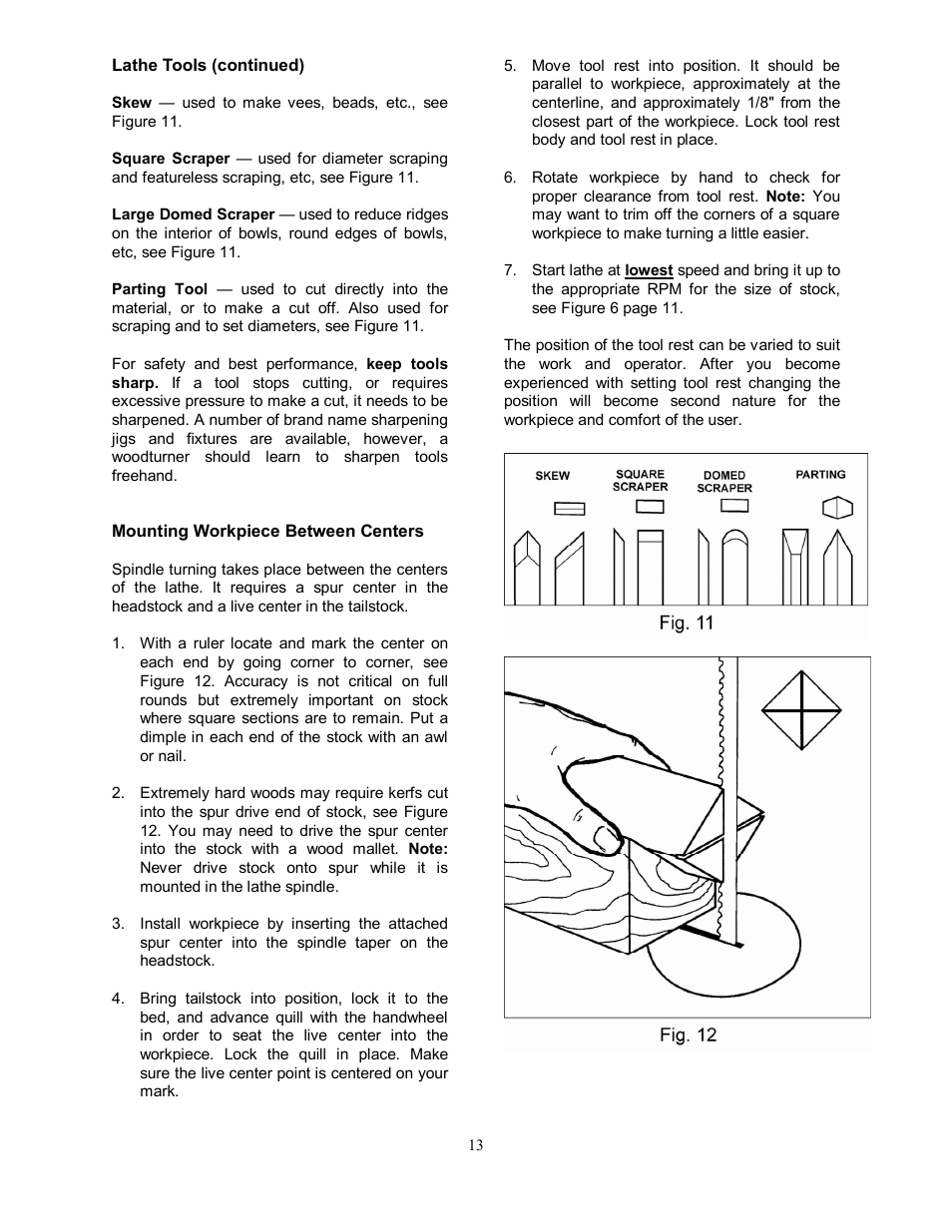 Mounting workpiece between centers | Jet Tools JWL-1442VS User Manual | Page 13 / 32