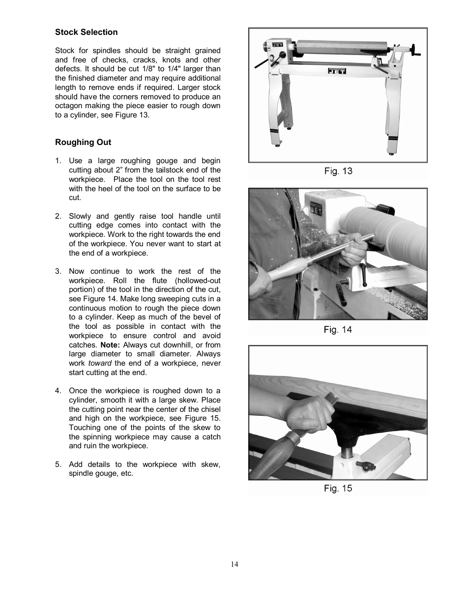 Stock selection | Jet Tools JWL-1442VS User Manual | Page 14 / 32