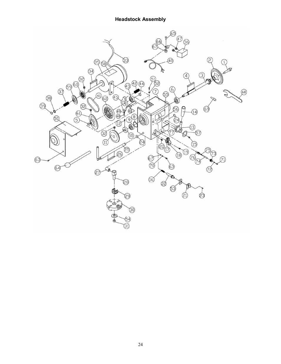 Headstock assembly | Jet Tools JWL-1442VS User Manual | Page 24 / 32