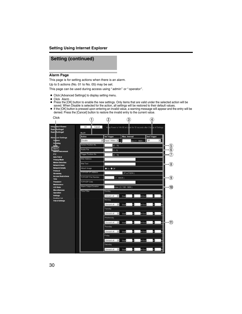 Setting (continued) | JVC VN-V225U series User Manual | Page 30 / 85