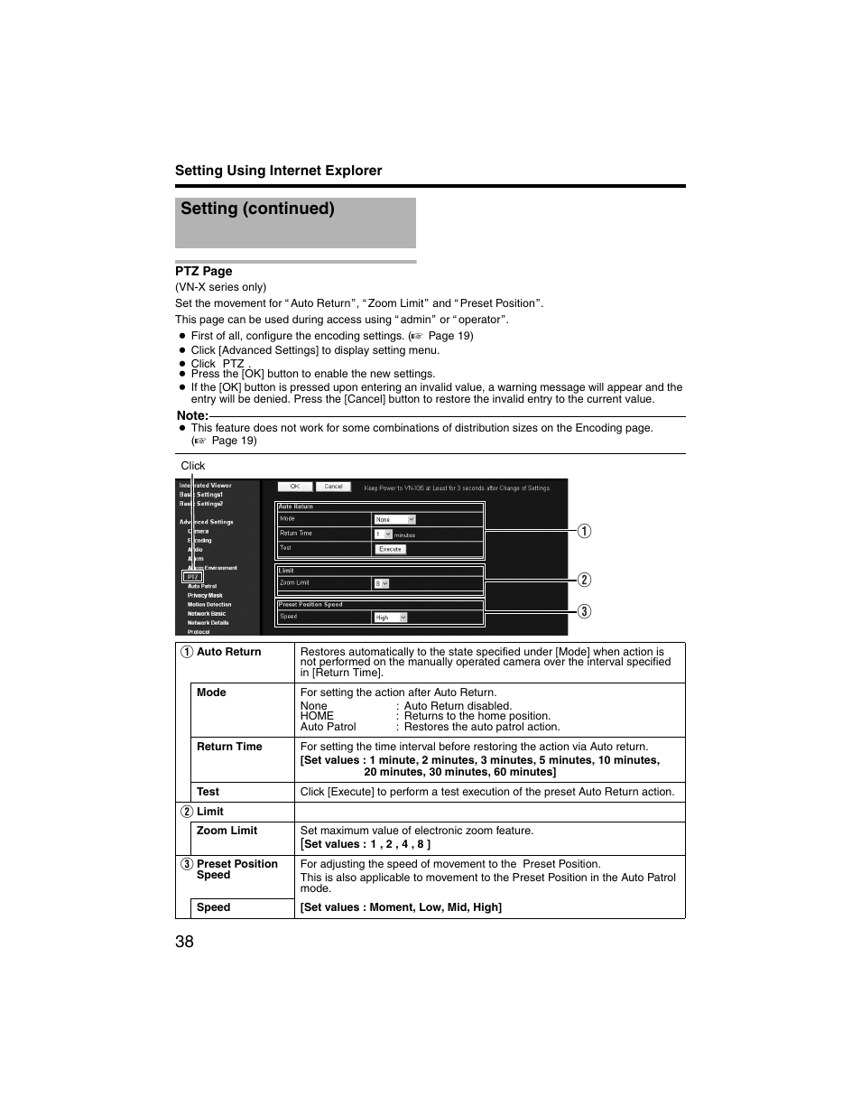 Setting (continued) | JVC VN-V225U series User Manual | Page 38 / 85
