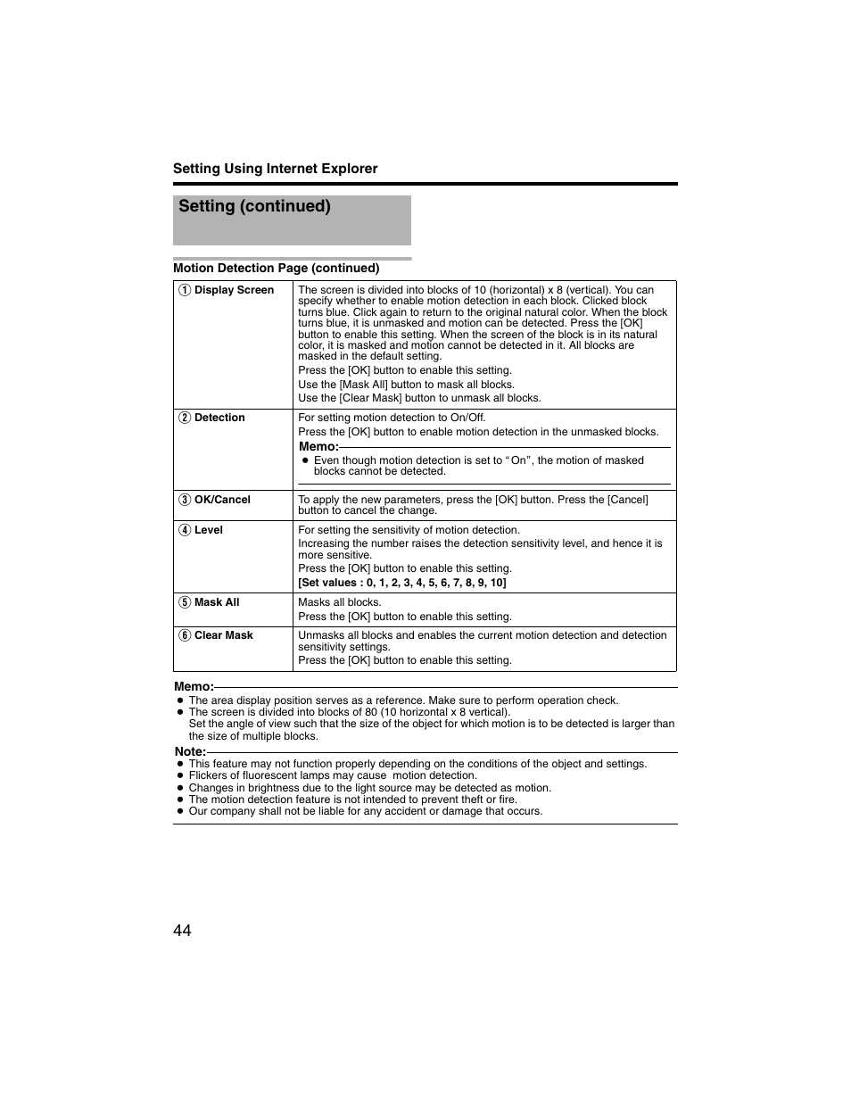 Setting (continued) | JVC VN-V225U series User Manual | Page 44 / 85