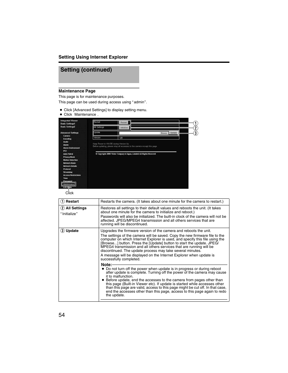 Setting (continued) | JVC VN-V225U series User Manual | Page 54 / 85