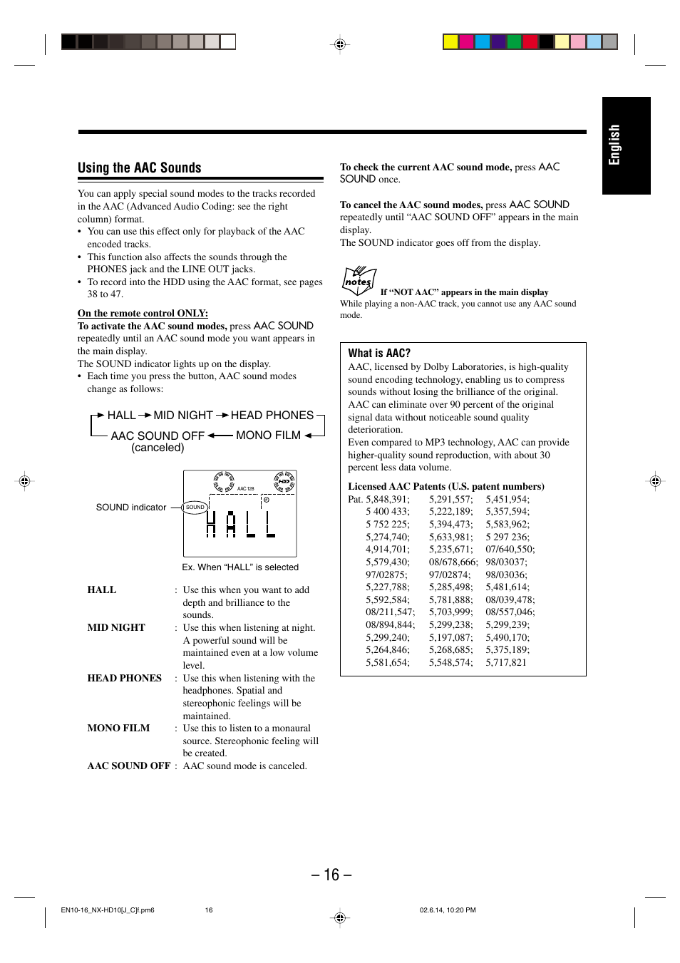 English using the aac sounds | JVC NX-HD10 User Manual | Page 19 / 84