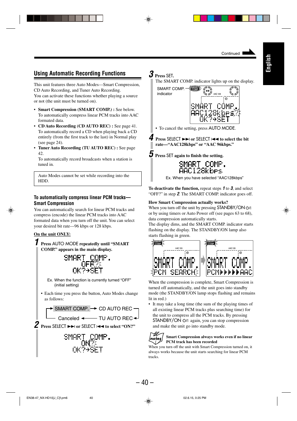 English, Using automatic recording functions | JVC NX-HD10 User Manual | Page 43 / 84