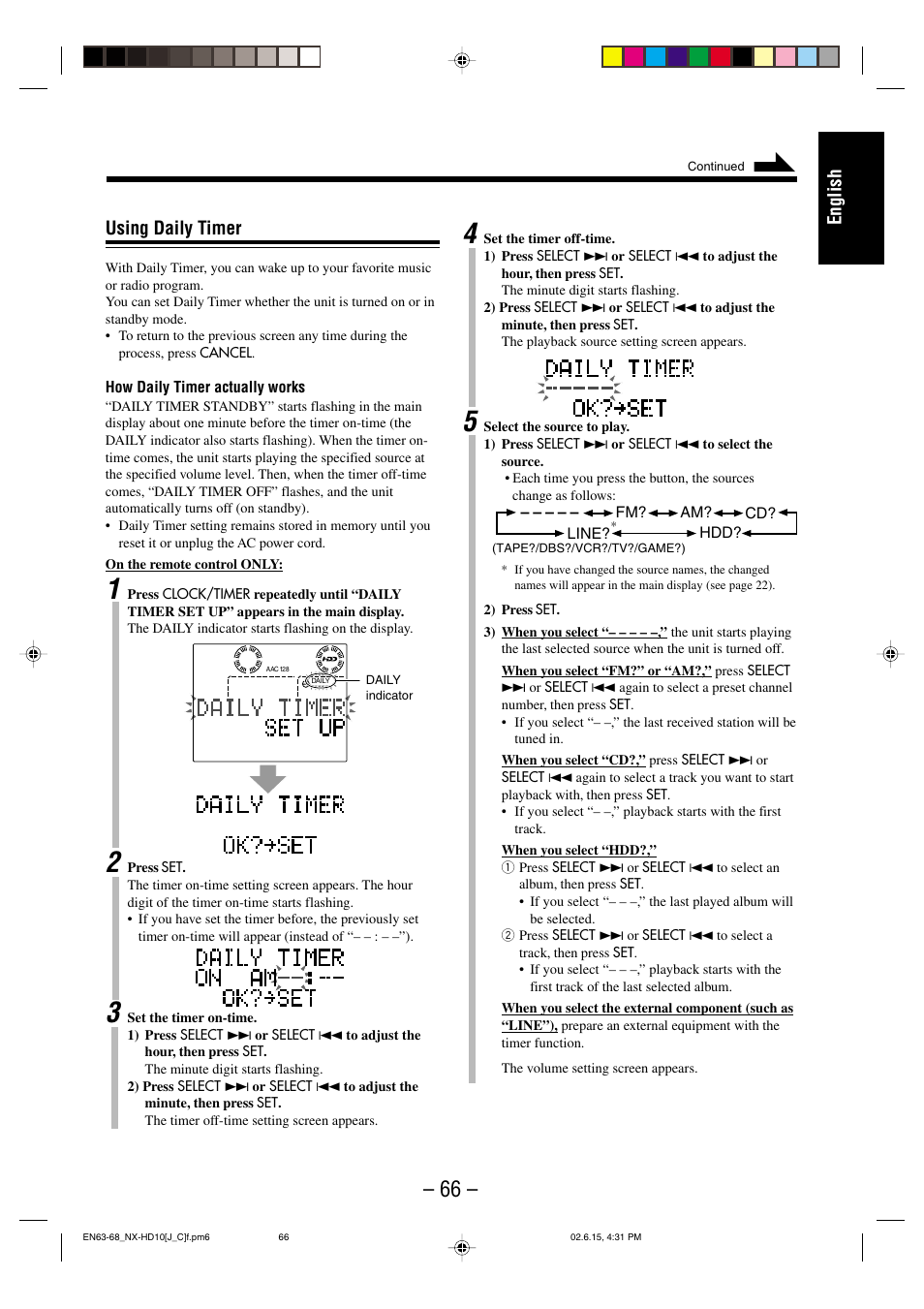 English using daily timer | JVC NX-HD10 User Manual | Page 69 / 84