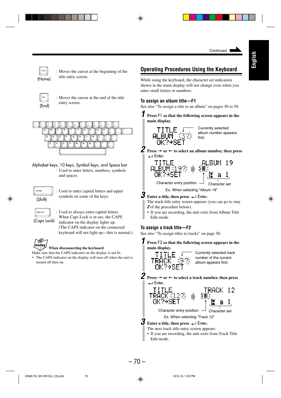 English operating procedures using the keyboard | JVC NX-HD10 User Manual | Page 73 / 84