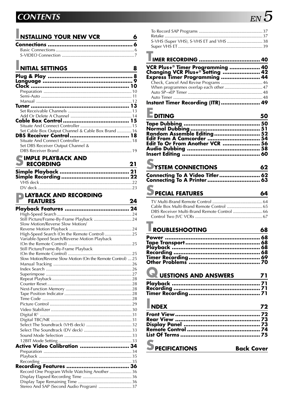 JVC SR-VS20U User Manual | Page 5 / 76