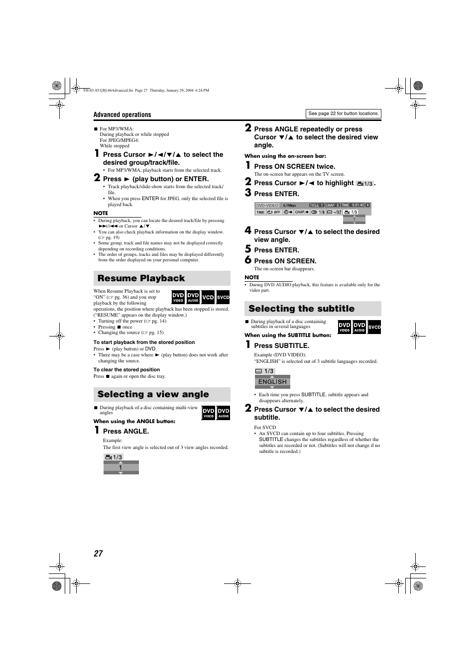 Repeat playback, Tray lock, Sound and other settings | Repeat mode status | JVC SP-THS5C User Manual | Page 30 / 48