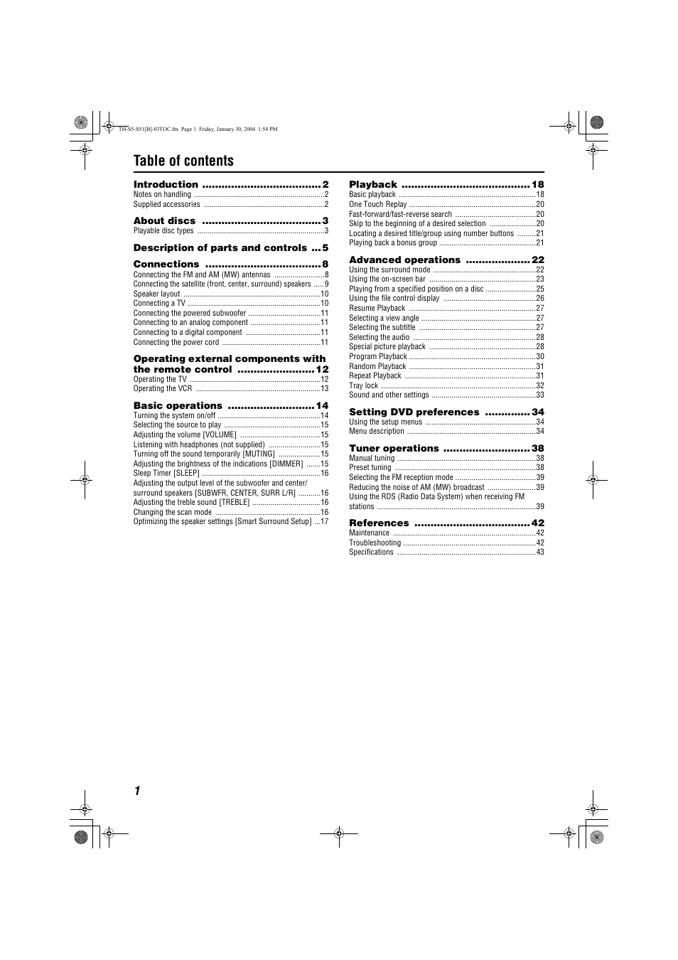 JVC SP-THS5C User Manual | Page 4 / 48