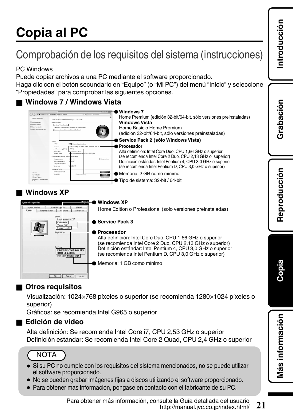 Copia al pc | JVC EVERIO GZ-HM650U/GZ-HM450U User Manual | Page 53 / 64