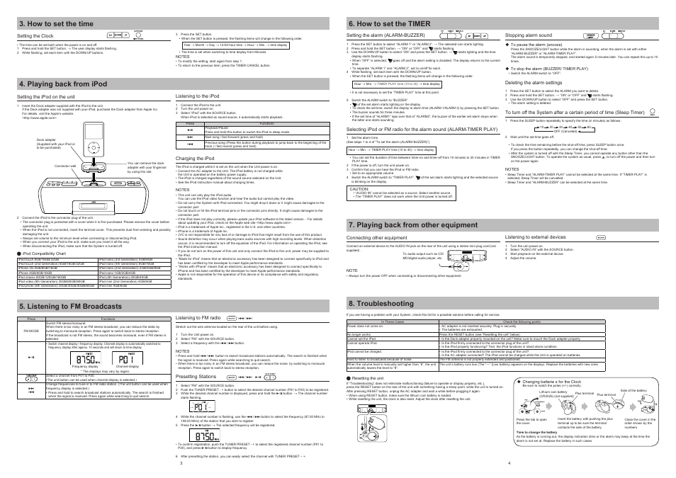 How to set the timer, How to set the time | JVC RA-P50W User Manual | Page 2 / 2