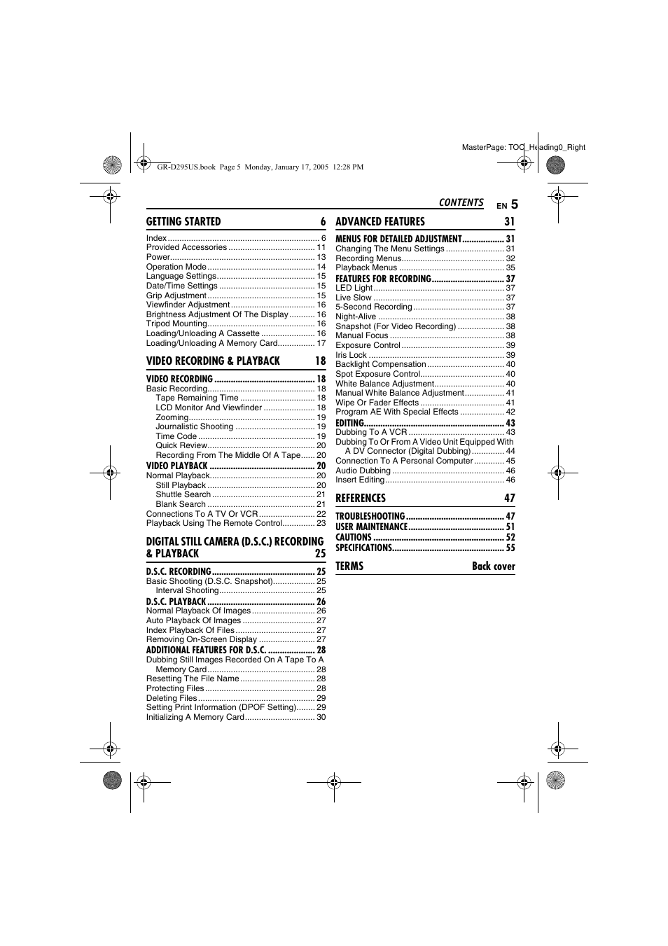 JVC GR-D295U User Manual | Page 5 / 56