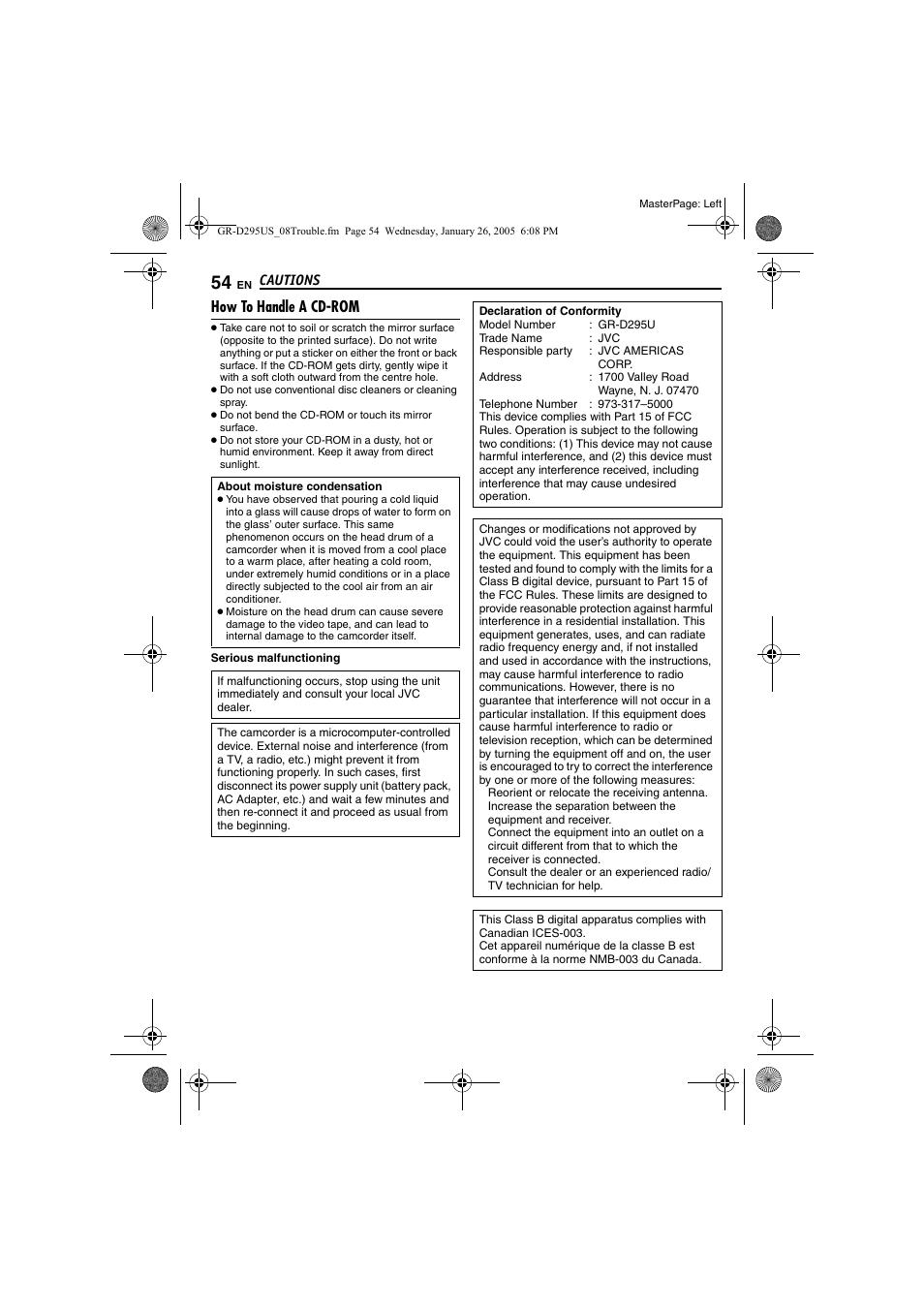 How to handle a cd-rom | JVC GR-D295U User Manual | Page 54 / 56